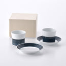 【ギフト】麻の糸 プレート(S)・フリーカップ インディゴ 各2点セット