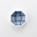 染付地紋 八角小鉢 市松