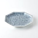 染付地紋 八角盛皿 唐草