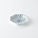 染付地紋 八角取皿 網目