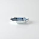 染付地紋 八角取皿 市松