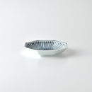 染付地紋 八角取皿 十草