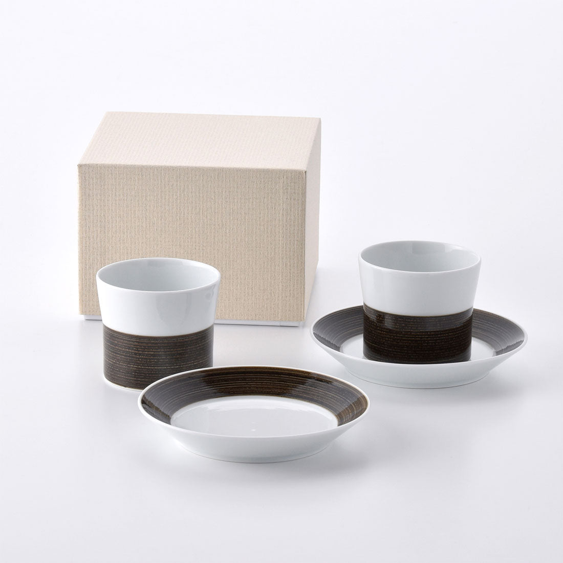 未使用品◆白山陶器◆麻の糸　フリーカップ インディゴ、セピア　6個 asanoito_freecup_sepia_os1100_