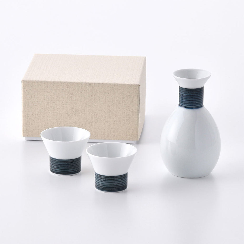 快山窯　酒器セット ギフト】麻の糸 酒器セット インディゴ | 白山陶器直営オンラインストア