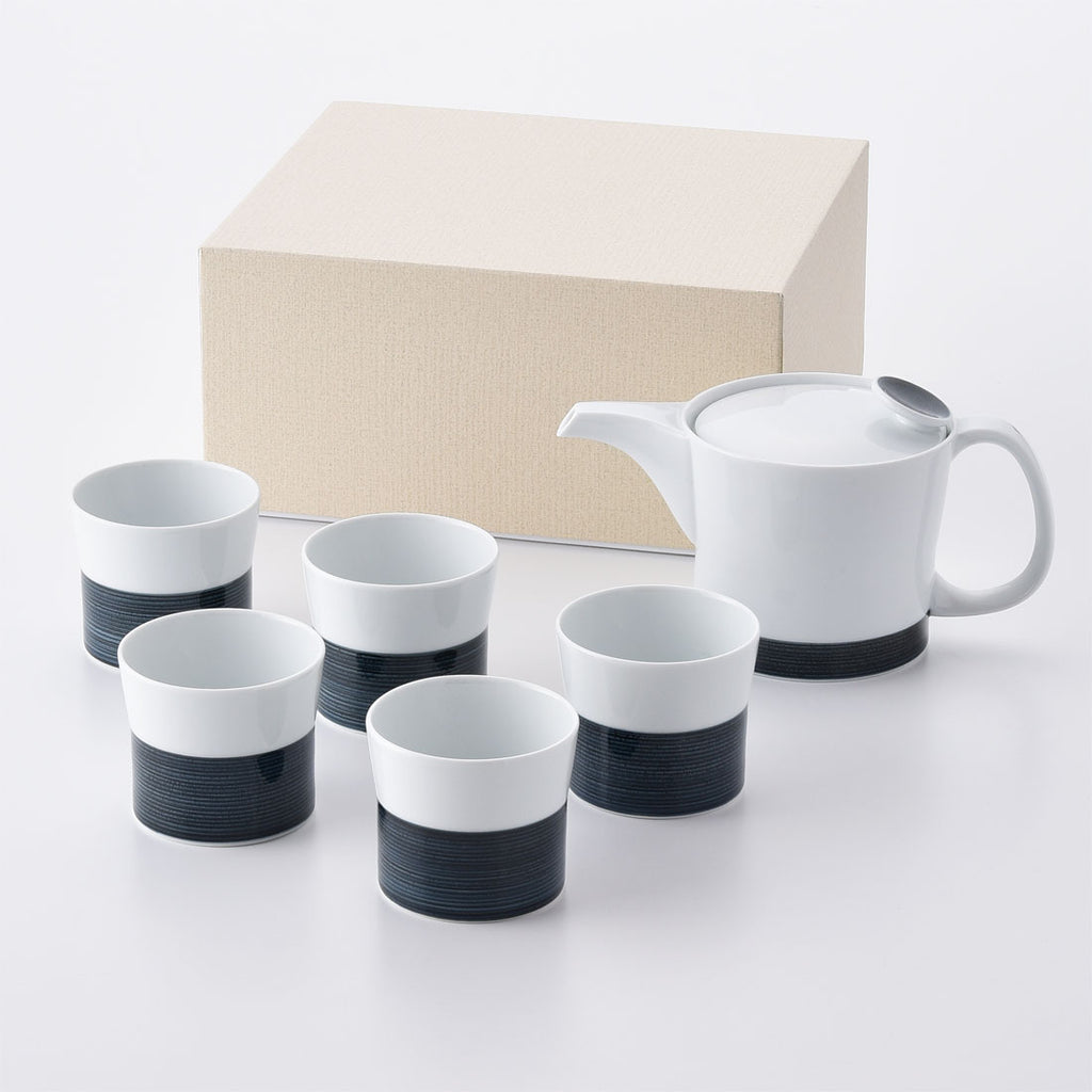 ギフト】麻の糸 ティーセットB インディゴ | 白山陶器直営オンラインストア ギフト】麻の糸 ティーセットB インディゴ | 白山陶器直営オンラインストア