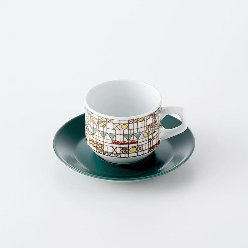 ファンタジーチェック コーヒーカップ&ソーサー グリーン