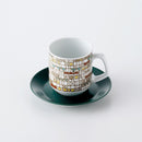 ファンタジーチェック マグ&ソーサー グリーン