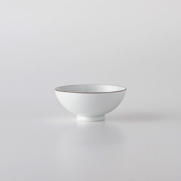 リブデザイン ホワイト陶器飯碗 4個セット リブデザイン ホワイト陶器飯碗 4個セット