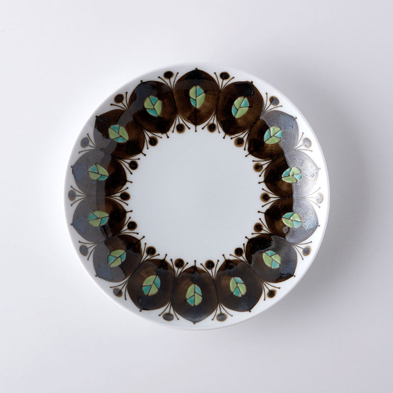 錆絵木の葉紋 ケーキ皿