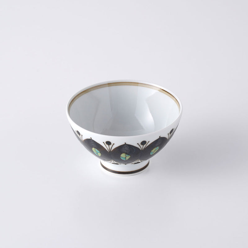 錆絵木の葉紋 お茶わん