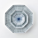 染付地紋 八角取皿 十草