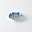 染付地紋 八角取皿 市松