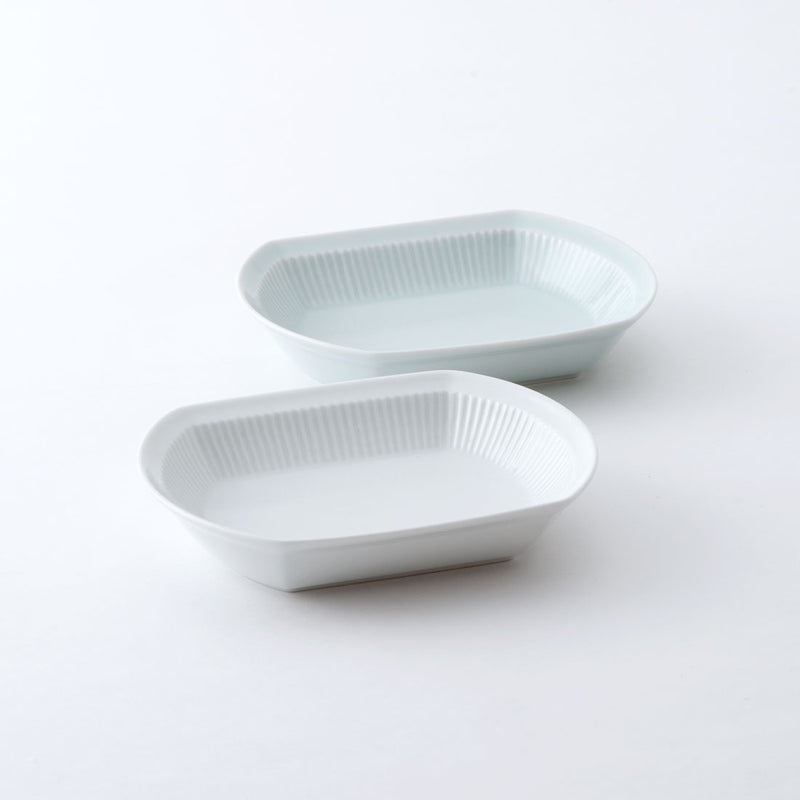 よしず彫 煮付鉢 青白釉